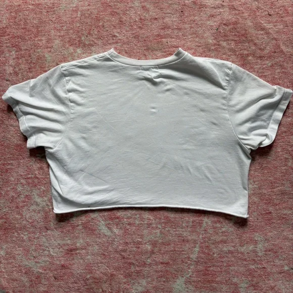 The Bar White Blue Varsity Cropped Top Tee Size Large - Picture 3 of 4